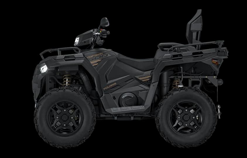 2027 Sportsman 600 — Sportsman 600 EPS 2-UP Black Edition — Matte Black Crystal, oldalnézet